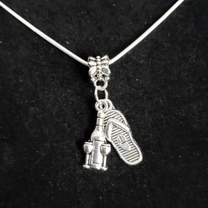 Wine & Flip-flops 20"\ .925 Sterling Silver Necklace